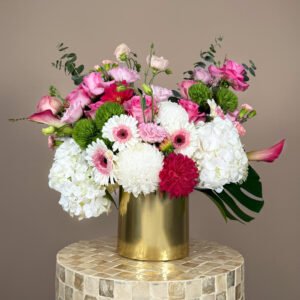 Lucy premium flower arrangement with white and pink seasonal blooms Gold Coast florist