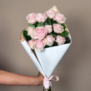 Dusty pink roses bouquet with fresh romantic seasonal blooms Gold Coast florist